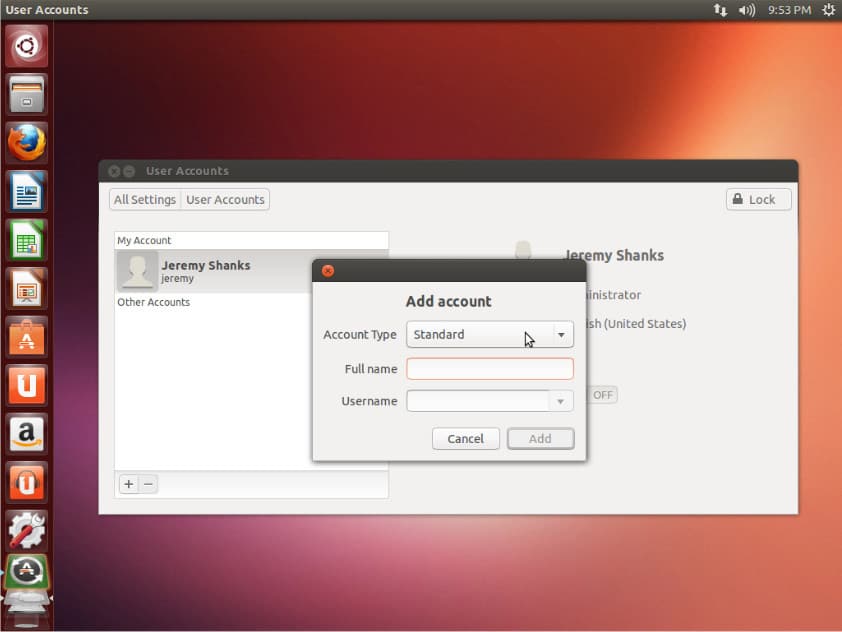 Ubuntu Add Delete User - Add Account